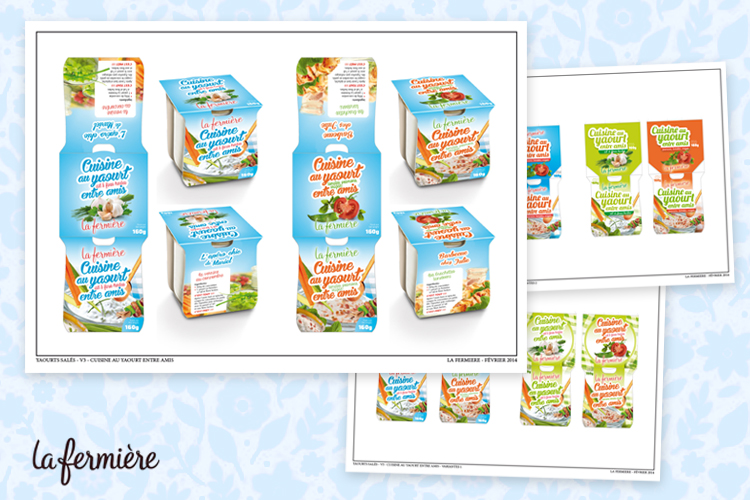Packaging pour yaourts salés La Fermière, étude préalable.